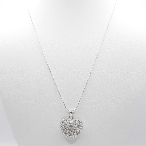Sparkling Diamond cz Heart Necklace - Picture 4 of 5